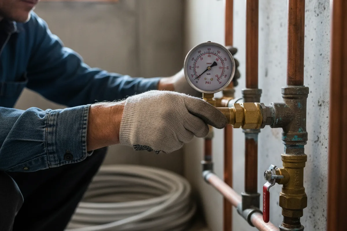 Pressure testing a repaired line during Water Line Repair in Speed